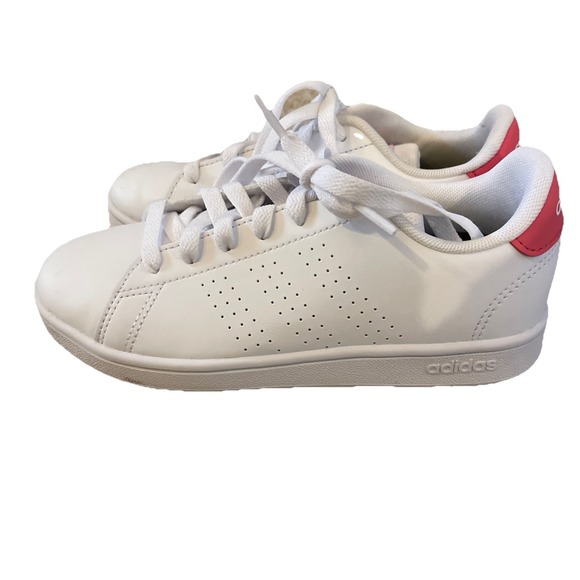 White Adidas Little  Girls Size 7 Sneaker Pink Lining‎ - Picture 3 of 7